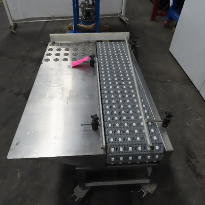 54" Stainless Steel Slide Bed Transfer Conveyor 12" Plastic Chain Belt 30FPM 3Ph