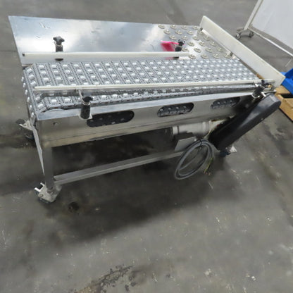 54" Stainless Steel Slide Bed Transfer Conveyor 12" Plastic Chain Belt 30FPM 3Ph