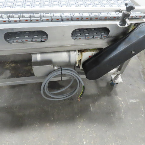 54" Stainless Steel Slide Bed Transfer Conveyor 12" Plastic Chain Belt 30FPM 3Ph