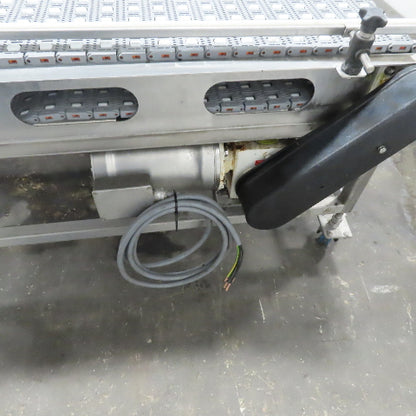 54" Stainless Steel Slide Bed Transfer Conveyor 12" Plastic Chain Belt 30FPM 3Ph