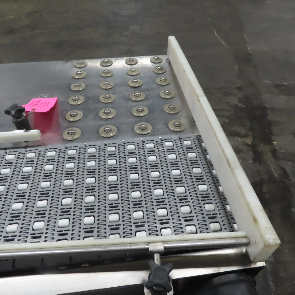 54" Stainless Steel Slide Bed Transfer Conveyor 12" Plastic Chain Belt 30FPM 3Ph