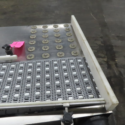 54" Stainless Steel Slide Bed Transfer Conveyor 12" Plastic Chain Belt 30FPM 3Ph