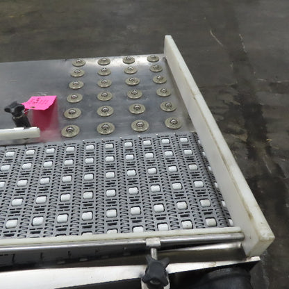 54" Stainless Steel Slide Bed Transfer Conveyor 12" Plastic Chain Belt 30FPM 3Ph
