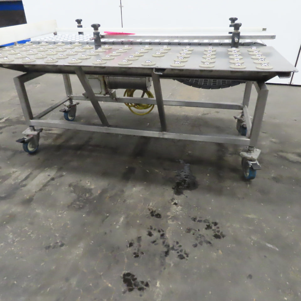54" Stainless Steel Slide Bed Transfer Conveyor 12" Plastic Chain Belt 30FPM 3Ph