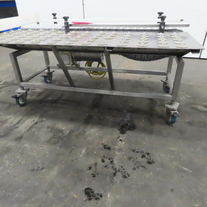 54" Stainless Steel Slide Bed Transfer Conveyor 12" Plastic Chain Belt 30FPM 3Ph