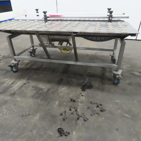 54" Stainless Steel Slide Bed Transfer Conveyor 12" Plastic Chain Belt 30FPM 3Ph