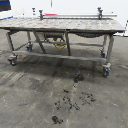 54" Stainless Steel Slide Bed Transfer Conveyor 12" Plastic Chain Belt 30FPM 3Ph