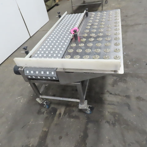 54" Stainless Steel Slide Bed Transfer Conveyor 12" Plastic Chain Belt 30FPM 3Ph