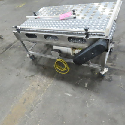54" Stainless Steel Slide Bed Transfer Conveyor 12" Plastic Chain Belt 30FPM 3Ph