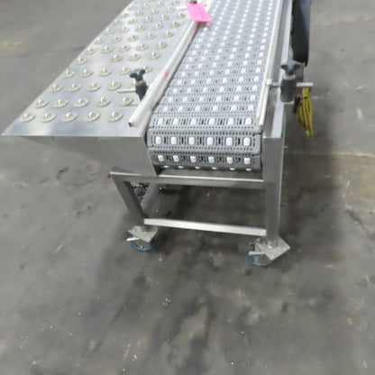 54" Stainless Steel Slide Bed Transfer Conveyor 12" Plastic Chain Belt 30FPM 3Ph