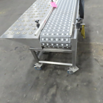 54" Stainless Steel Slide Bed Transfer Conveyor 12" Plastic Chain Belt 30FPM 3Ph