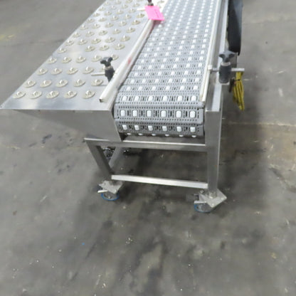 54" Stainless Steel Slide Bed Transfer Conveyor 12" Plastic Chain Belt 30FPM 3Ph