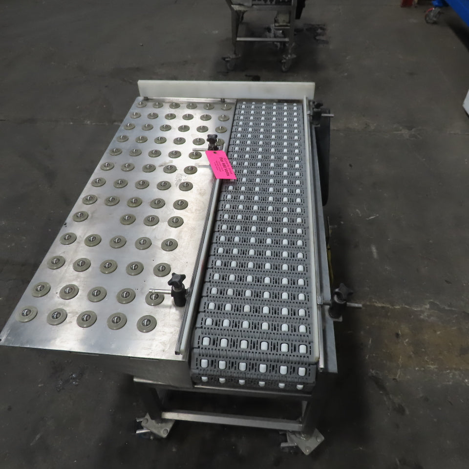 54" Stainless Steel Slide Bed Transfer Conveyor 12" Plastic Chain Belt 30FPM 3Ph