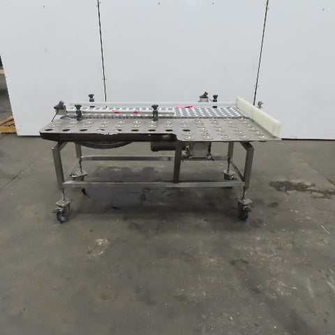 54" Stainless Steel Slide Bed Transfer Conveyor 12" Plastic Chain Belt 30FPM 3Ph