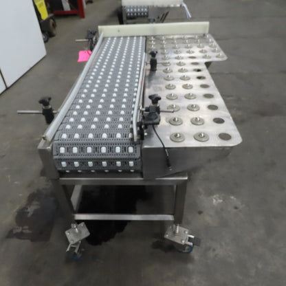 54" Stainless Steel Slide Bed Transfer Conveyor 12" Plastic Chain Belt 30FPM 3Ph