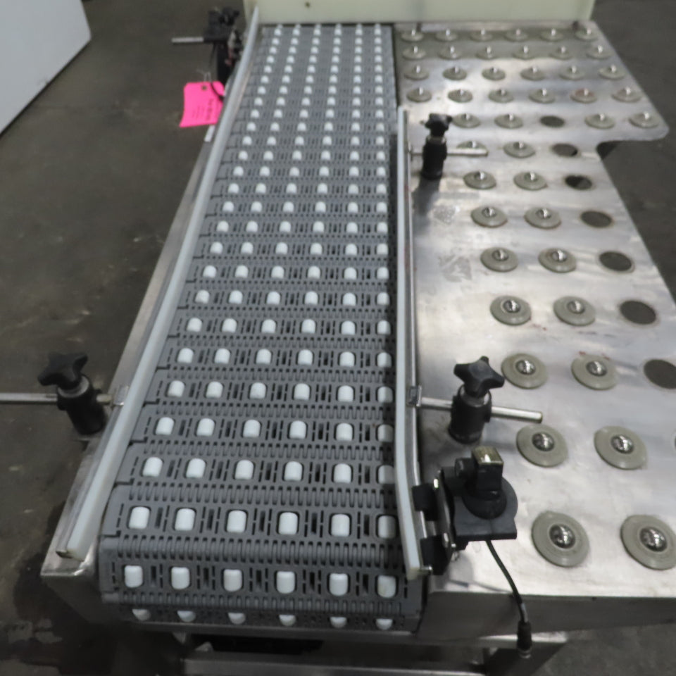 54" Stainless Steel Slide Bed Transfer Conveyor 12" Plastic Chain Belt 30FPM 3Ph