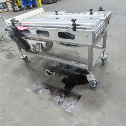 54" Stainless Steel Slide Bed Transfer Conveyor 12" Plastic Chain Belt 30FPM 3Ph