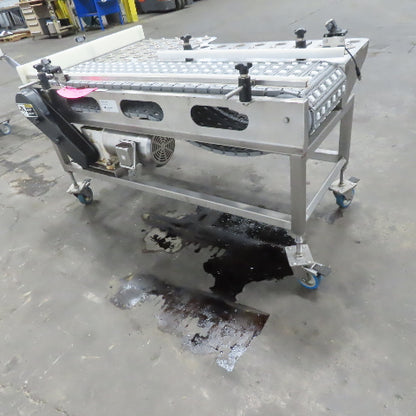54" Stainless Steel Slide Bed Transfer Conveyor 12" Plastic Chain Belt 30FPM 3Ph