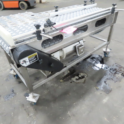 54" Stainless Steel Slide Bed Transfer Conveyor 12" Plastic Chain Belt 30FPM 3Ph