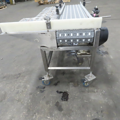 54" Stainless Steel Slide Bed Transfer Conveyor 12" Plastic Chain Belt 30FPM 3Ph