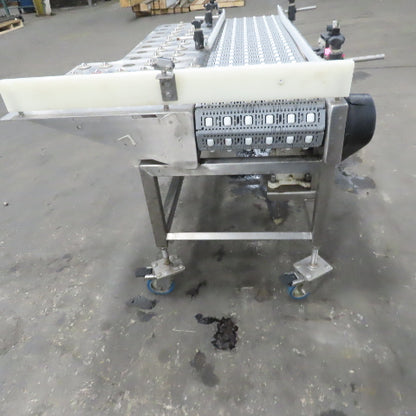 54" Stainless Steel Slide Bed Transfer Conveyor 12" Plastic Chain Belt 30FPM 3Ph