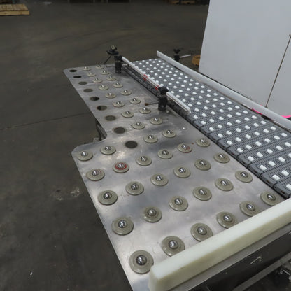 54" Stainless Steel Slide Bed Transfer Conveyor 12" Plastic Chain Belt 30FPM 3Ph