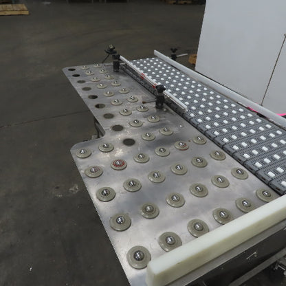 54" Stainless Steel Slide Bed Transfer Conveyor 12" Plastic Chain Belt 30FPM 3Ph