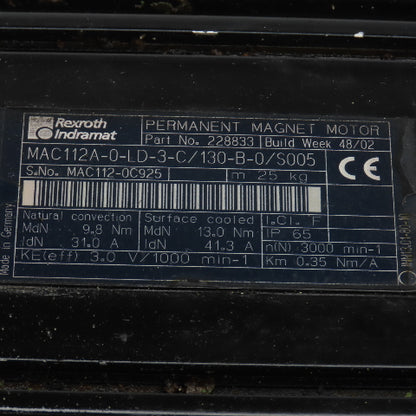 Rexroth Indrmat MAC112A-0-LD-3-C/130-B-0/S005 13.0Nm Servo Motor 300RPM