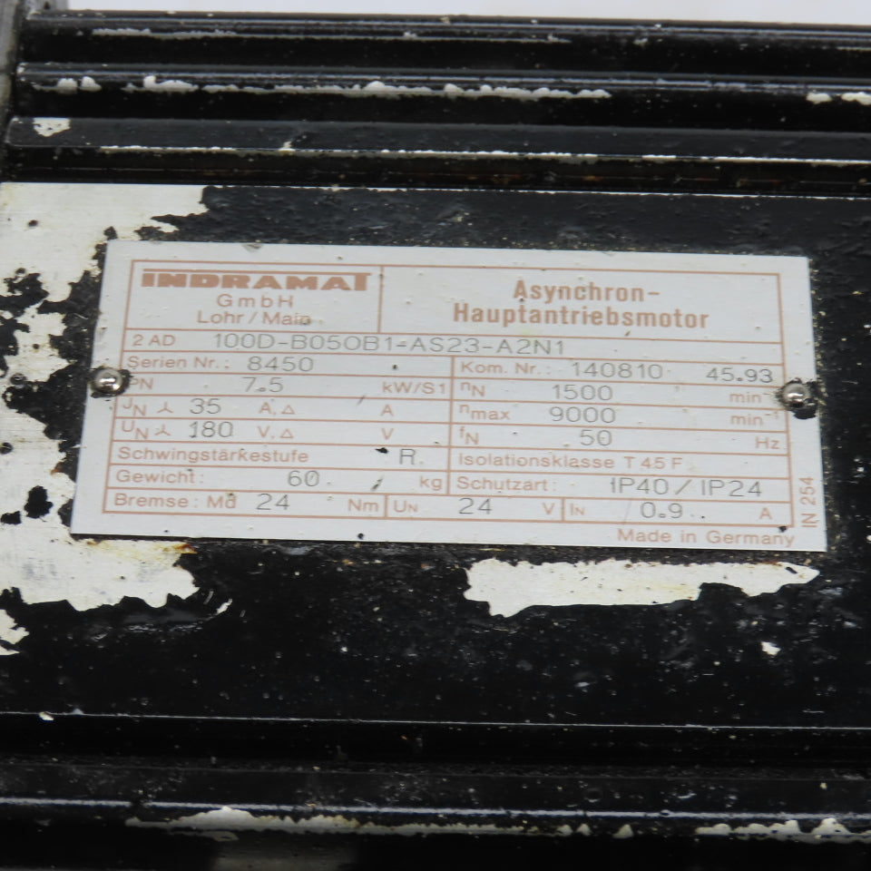 Rexroth Indramat 100D-B050B1-AS23-A2N1 7.5Kw Servo Motor 1500-9000RPM 180V