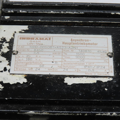 Rexroth Indramat 100D-B050B1-AS23-A2N1 7.5Kw Servo Motor 1500-9000RPM 180V