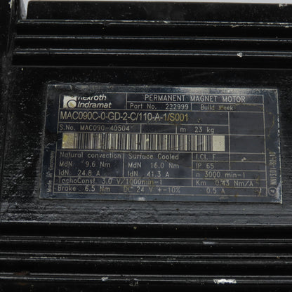 Rexroth Indrmat MAC090C-0-GD-2-C/110-A-1/S0001 16.Nm Servo Motor 3000RPM W/Brake