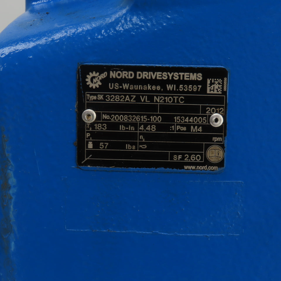 Nord DriveSystems SK3282AZ VL N210TC 4.48:1 Ratio Helical Gear Reducer 183 LB-IN