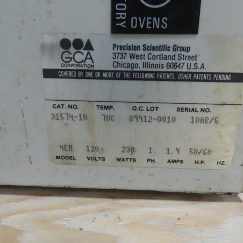 Pecision Scientific Group 4EM Mechanical Convection Laboratory Incubator 115V