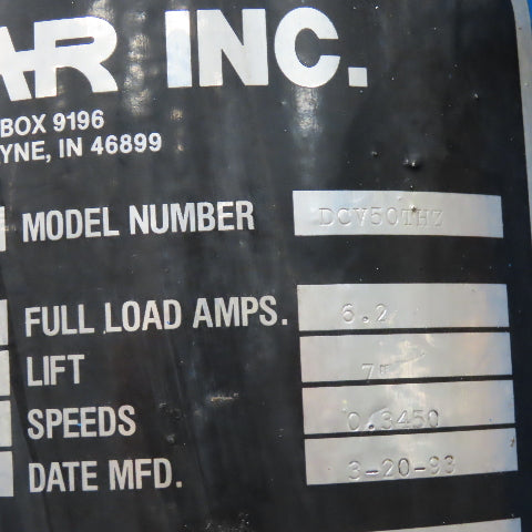 Shar Inc. DCV50THZ 220/480V 5Hp 3450RPM Industrial Disperser Mixer 7" Lift