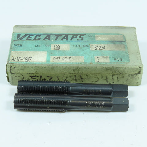 Vega 9/16"-18 Plug Tap Straight 4 Flute GH3 Lot of 2
