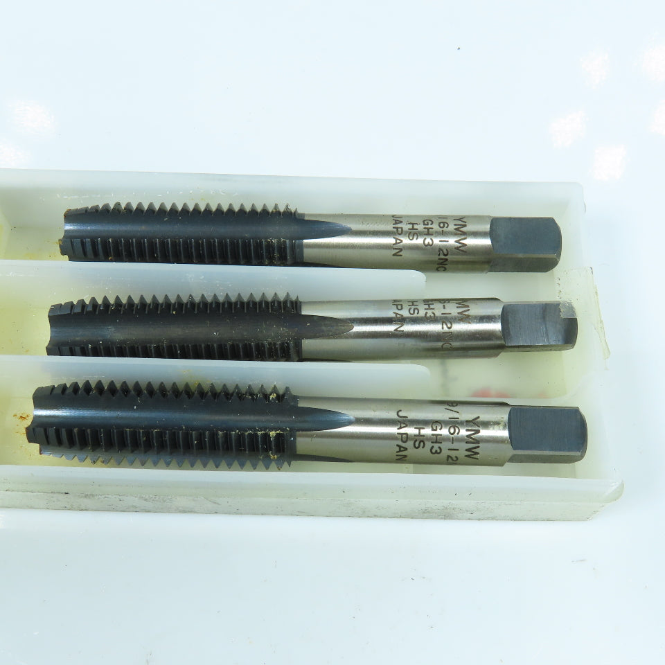 YMW 9/16"-12 Plug Tap Straight 4 Flute  GH3 Black Oxide Lot of 3