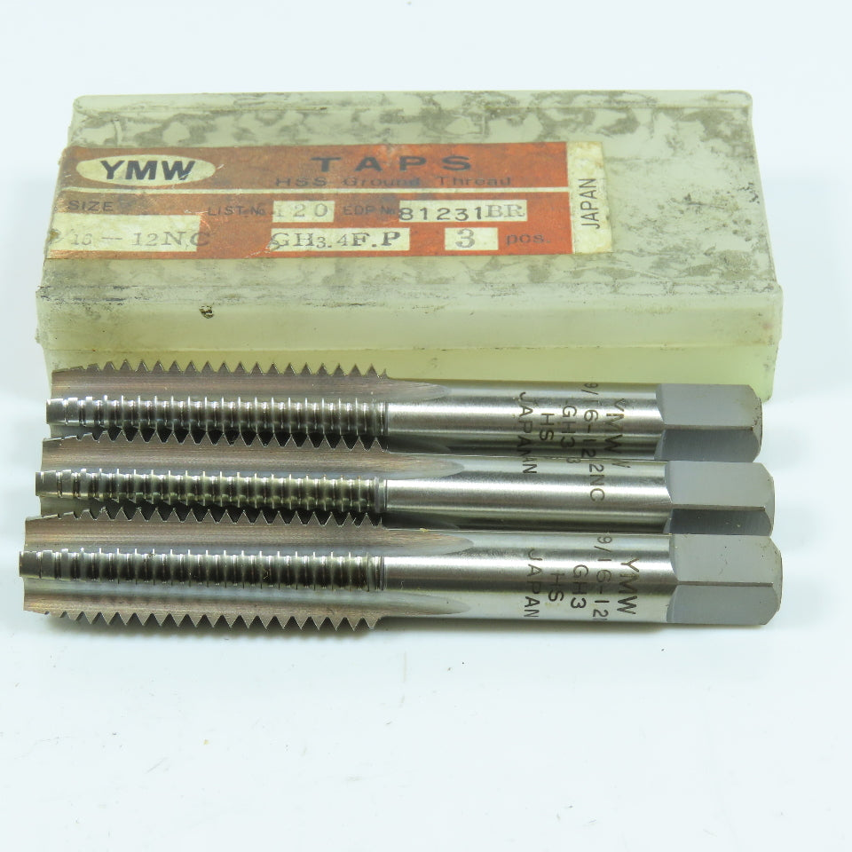 YMW 9/16"-12 Plug Tap Straight 4 Flute GH3 Lot of 3
