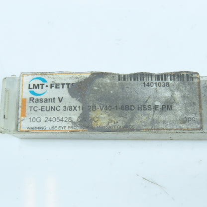LMT-Fette 1401038 3/8"-16 Spiral Bottoming Tap 3 Flute Rasant V TiN Coated