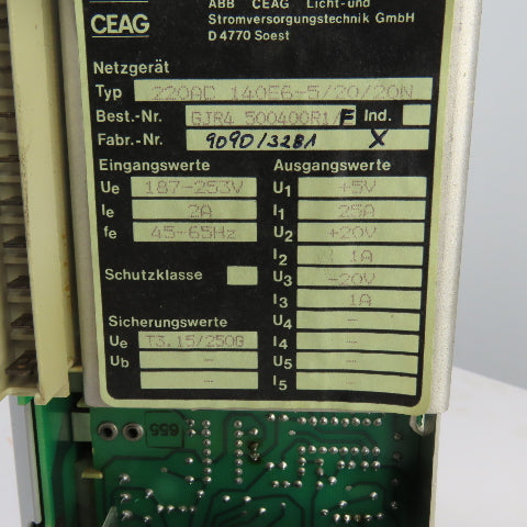 ABB CEAG 220AC 140E6-5/20/20N 35 NE 90 Power Supply Unit 187-253V Liebherr
