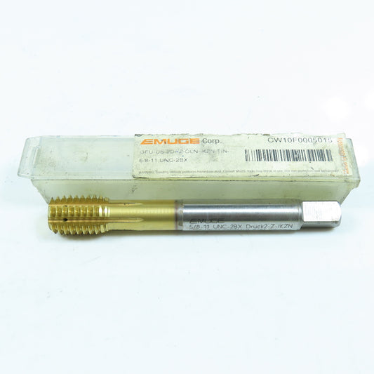 Emuge CW10F0005015 5/8"-11 Thread Forming Roll Tap 6 Groove TiN Coolant Fed