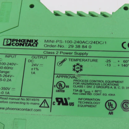 Phoenix MINIPS-100-240AC/24DC/1 Mini Power Supply 100-240V 24VDC Output