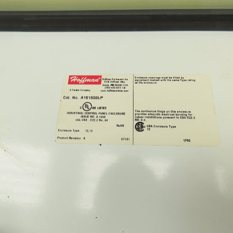 Hoffman A161606LP 16" x 16" x 6" Electrical Enclosure Wall Mount W/Backplate