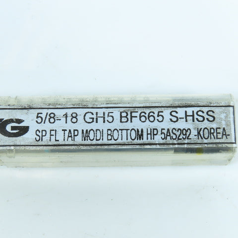 YG-1 5/8"-18 Spiral Flute Bottoming Tap 4F GH5 S-HSS