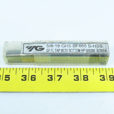 YG-1 5/8"-18 Spiral Flute Bottoming Tap 4F GH5 S-HSS