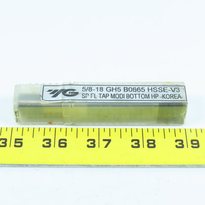 YG-1 B0665 5/8"-18 Spiral Flute Bottoming Tap 4F GH5 HSSE-V3