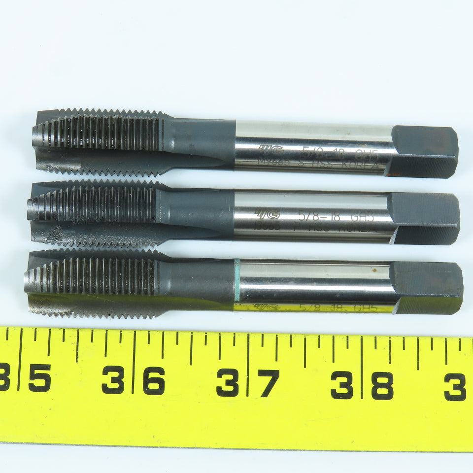 YG-1 I3665 & M9665 5/8"-18 Straight Flute Plug Tap 3F GH5 Lot of 3