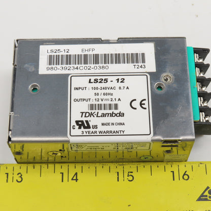 TDK-Lambda LS25-12 Power Supply 100-240VAC 12VDC Output