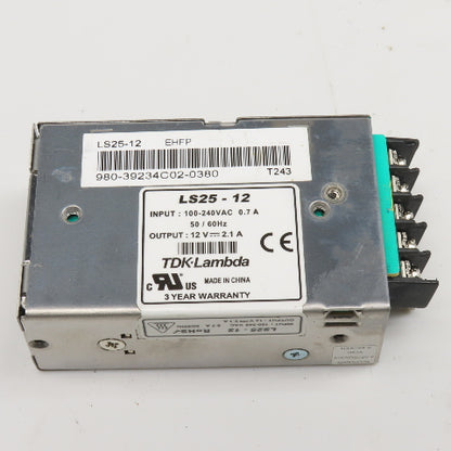 TDK-Lambda LS25-12 Power Supply 100-240VAC 12VDC Output