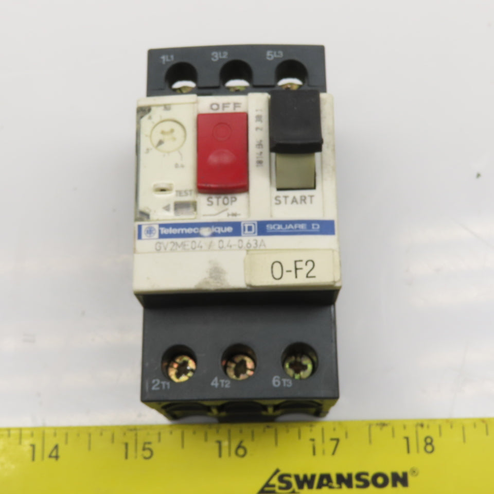 Telemecanique GV2ME04/0.4-0.63A Manual Motor Starter 0.4-0.63A Overload