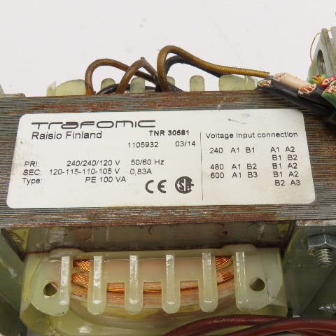 Trafomic 240/240/120V Pri 120-115/110-105VSec. Transformer PE 100VA